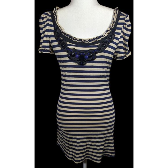 Twelve By Twelve Los Angeles 80s Style Striped Embellished Dress - Picture 1 of 7